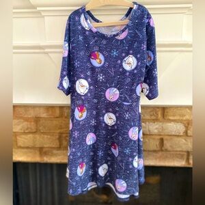 Disney Navy and Purple Olaf Print Casual Kids Dress